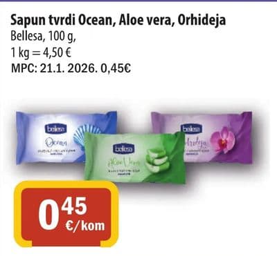 Bellesa Sapun tvrdi Ocean, Aloe vera, Orhideja Bellesa