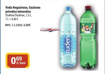 Voda Negazirana, Gazirana prirodna mineralna Studena