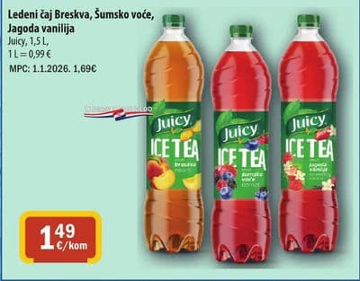 Juicy Ledeni čaj Breskva, Šumsko voće, Jagoda vanilija Juicy