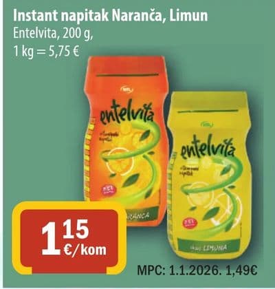 Entelvita Instant napitak Naranča, Limun
