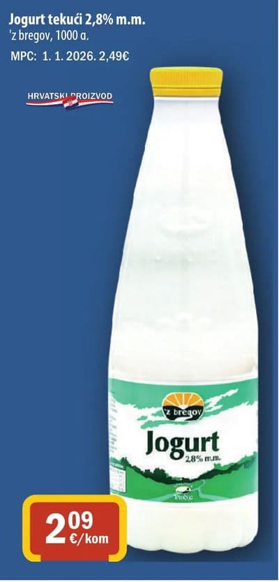 'z bregov Jogurt tekući 2,8% m.m.