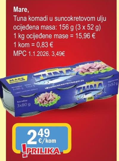 Mare Tuna komadi u suncokretovom ulju