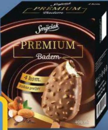 Snješko Smrznuti desert Premium Box štapić badem 4/1