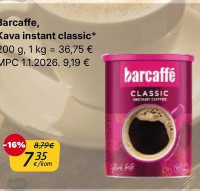 Barcaffe, Kava instant classic