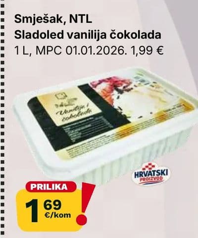 Smješak, NTL Sladoled vanilija ā cokola