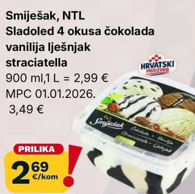 Smješak, NTL Sladoled 4 okusa ă cokola vanilija lješnjak stracciatella