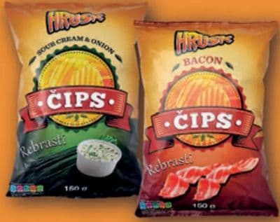 Hrusk Čips rebrasti sour cream & onion, Bacon
