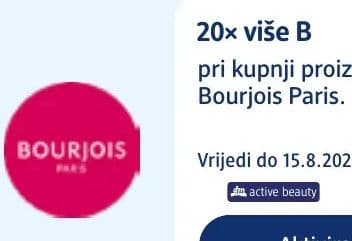 Bourjois Paris dm active beauty kupon: 20x više B pri kupnji proizvoda Bourjois Paris.