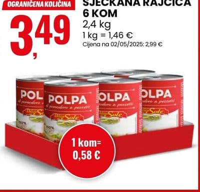 POLPA SJECKANA RAJČICA 6 KOM