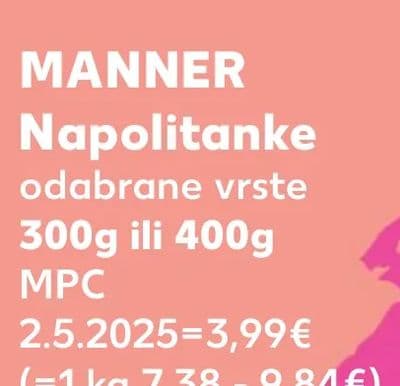 MANNER Napolitanke odabrane vrste 300g ili 400g