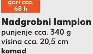 Nadgrobni lampion punjenje cca. 340 g visina cca. 20,5 cm