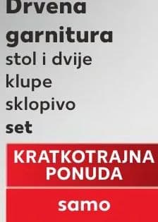 Drvena garnitura stol i dvije klupe sklopivo set