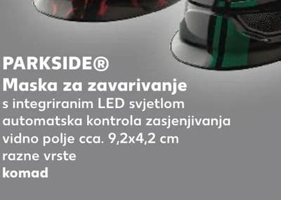 PARKSIDE PARKSIDE® Maska za zavarivanje s integriranim LED svjetlom automatska kontrola zasjenjivanja vidno polje cca. 9,2x4,2 cm razne vrste komad