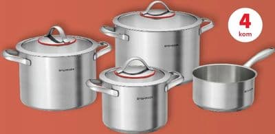 MEHRZER Set lonaca s poklopcima od nehrđajućeg čelika zapremnina cca. 1,6 l, 2,2 l, 4 l i 7 l set