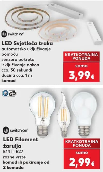switch on LED Filament žarulja