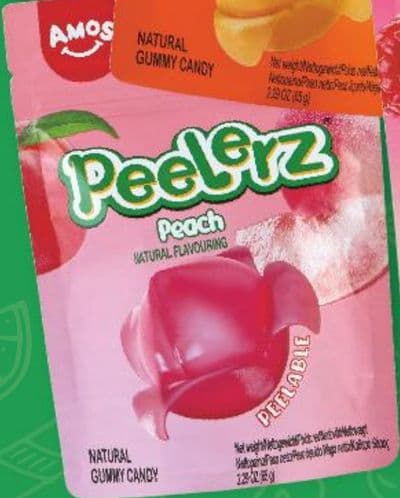 AMOS Peelrz Peach Natural Flavouring Gummy Candy