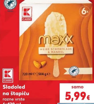 Kaufland Sladoled na štapiću razne vrste