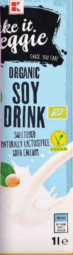 take it. veggie ORGANIC SOY DRINK SWEETENED NATURALLY LACTOSEFREE WITH CALCIUM