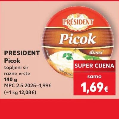 PRESIDENT PRESIDENT Picok topljeni sir razne vrste