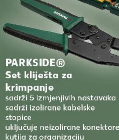 PARKSIDE® Set kliješta za krimp'anje, sadrži 5 izmjenjivih nastavaka, sadrži izolirane kabelske stopice, uključuje neizolirane konektore kutija za organizaciju uključena, set 30