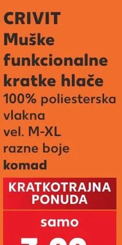 CRIVIT CRIVIT Muške funkcionalne kratke hlače 100% poliesterska vlakna vel. M-XL razne boje komad