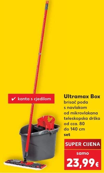 Ultramax Box brisač poda s navlakom od mikrovlakana teleskopska drška od cca. 80 do 140 cm