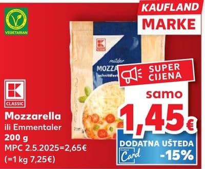 KAUFLAND Mozzarella ili Emmentaler