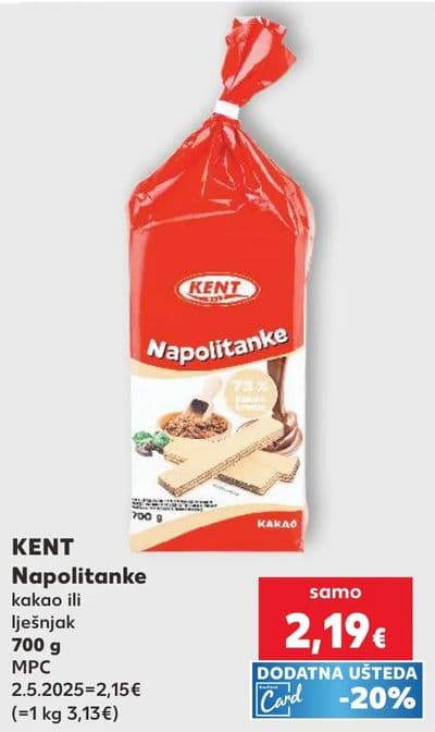 Kent Kent Napolitanke kakao ili lješnjak