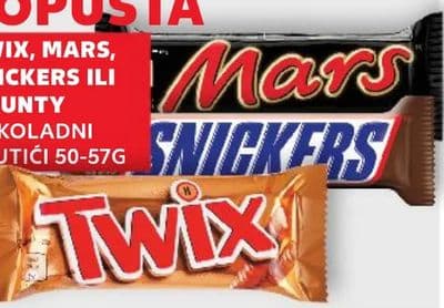 TWIX, MARS, SNICKERS ILI BOUNTY ČOKOLADNI PRUTIĆI