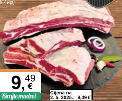 Baby Beef Hrvatska junetina Juneća rebra s kostima rinfuza