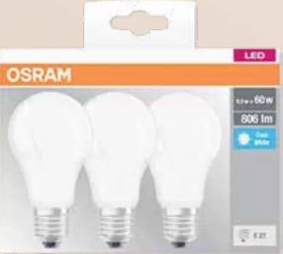 OSRAM LED žarulja 8,5W E27 3 kom/pak