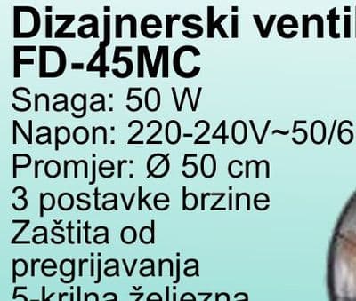 Iskra Dizajnerski ventilator Iskra FD-45MC