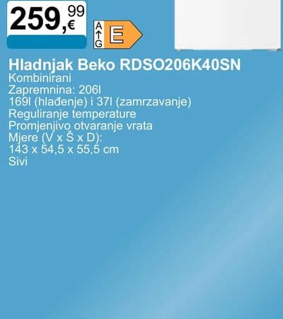 Beko Hladnjak Beko RDSO206K40SN