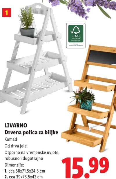 LIVARNO LIVARNO Drvena polica za biljke