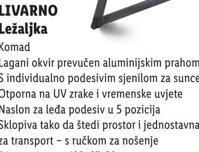 LIVARNO Ležaljka