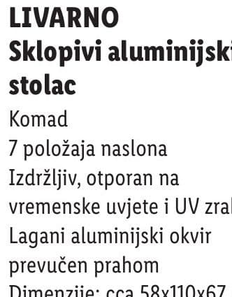 LIVARNO Sklopivi aluminijski stolac