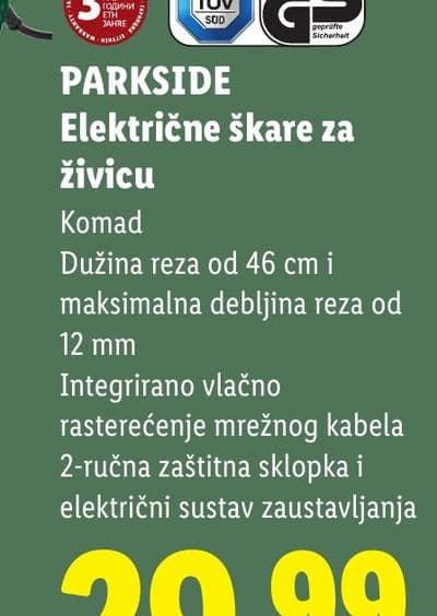 PARKSIDE PARKSIDE Električne škare za živicu