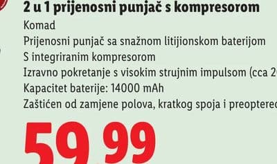 ULTIMATE SPEED 2 u 1 prijenosni punjač s kompresorom