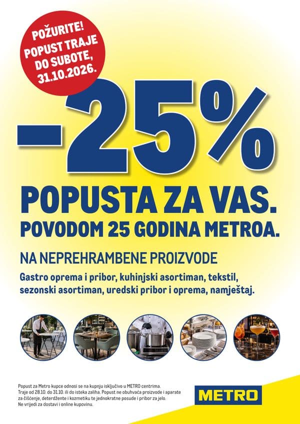 Metro 25% popusta za 25 godina METROa katalog (28. 10. 2026. - 31. 10. 2026.)