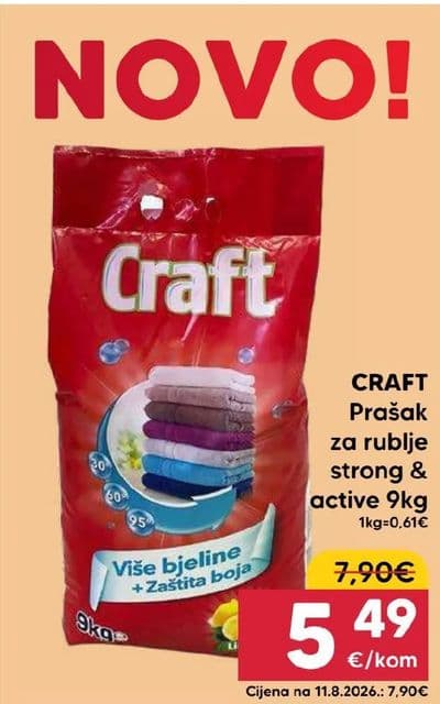 CRAFT Prašak za rublje strong & active 9kg