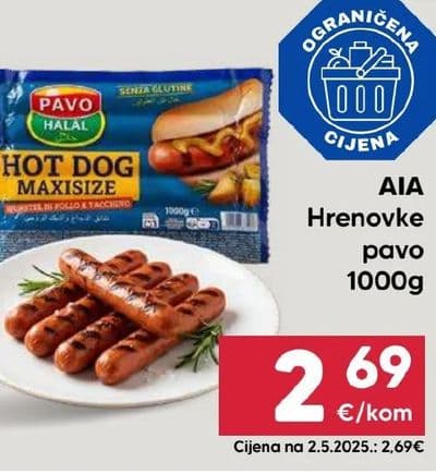 AIA AIA Hrenovke pavo 1000g