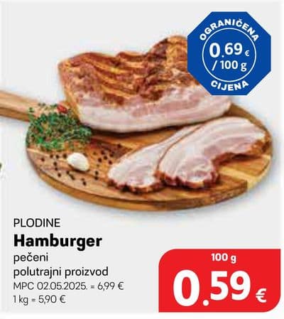 PLODINE Hamburger pečeni polutrajni proizvod