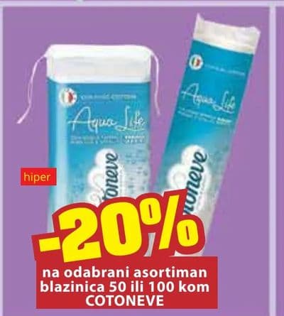 COTONEVE na odabrani asortiman blazinica 50 ili 100 kom COTONEVE