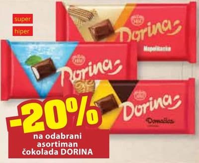 DORINA na odabrani asortiman čokolada