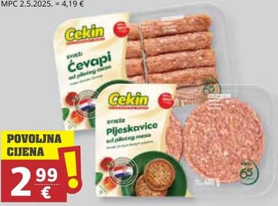 VINDJA Cekin Pileći ćevapčići, Pileće pljeskavice