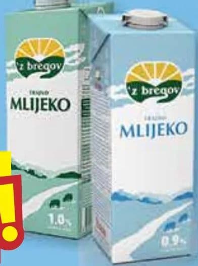 VINDITIJA Vindija 'z bregov Mlijeko 1% m.m., 0,9% m.m., 1 l