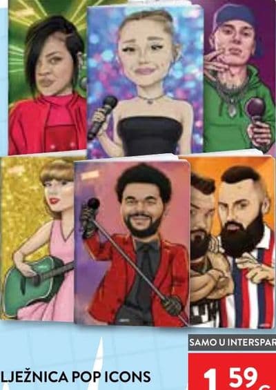 BILJEŽNICA POP ICONS A4, 40 listova, diktandO ili karo