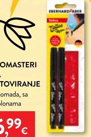 EBERHARD FABER FLOMASTERI ZA TETOVIRANJE 2 komada, sa šablonama