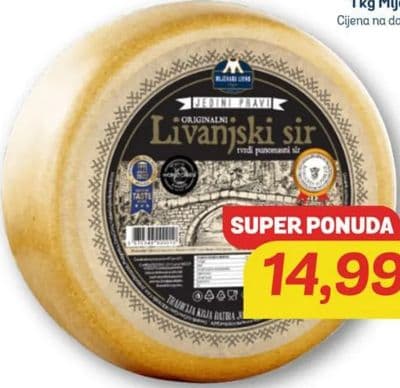 Mljekara Livno Livanjkski sir u kolutu 1 kg Mljekara Livno