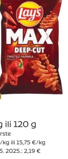 Lay's Čips MAX Deep-Cut Twisted Paprika